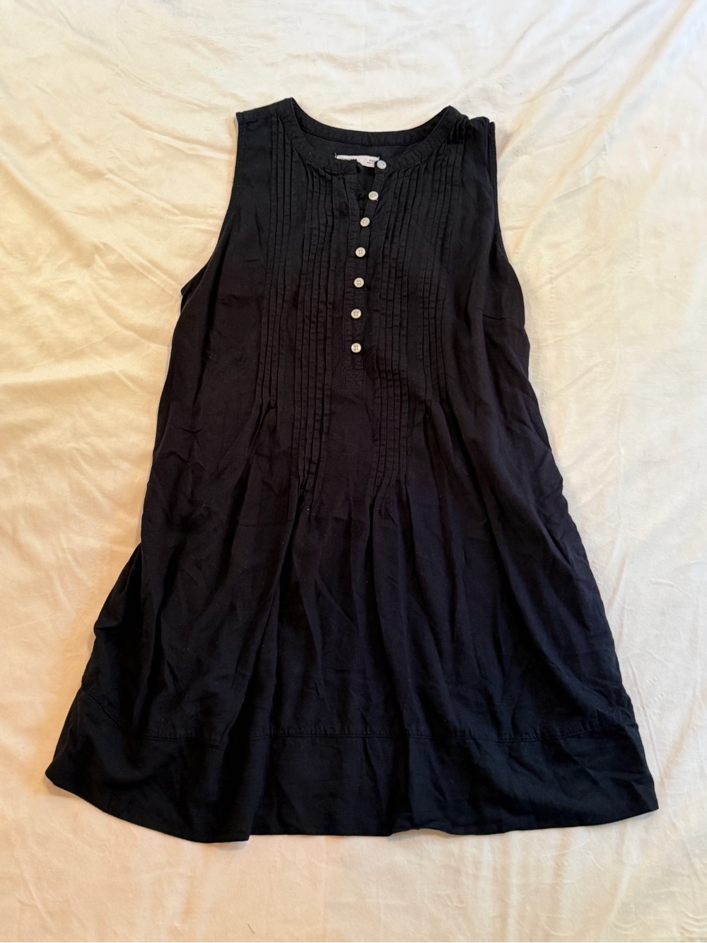 Sonoma Black Pleated Button-Front Midi Dress